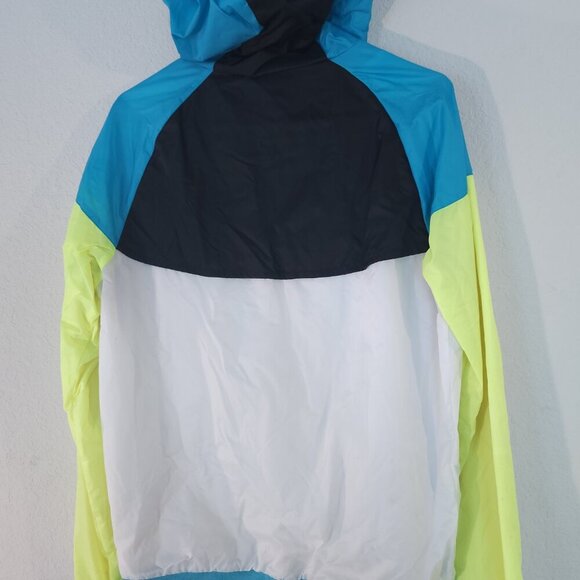 Men’s Nike Hoodie Windrunner Jacket Sz small Neon yellow blue white must have - Picture 6 of 15
